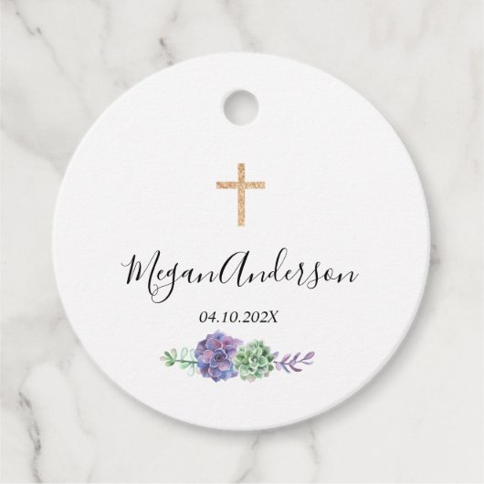 第1聖餐式パープルと金ゴールドエレガントメッセージカード フェイバータグ (正面)