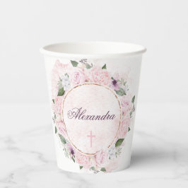 第1聖餐式ピンクのバラ 紙コップ