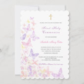 第1聖餐式ピンクバタフライガール 招待状 (正面)