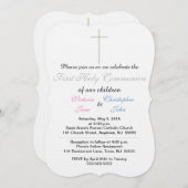 第1聖餐式ピンクブルーツイン 招待状 (正面/裏面)