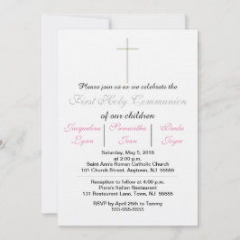 第1聖餐式ピンク三つ子招待状 招待状