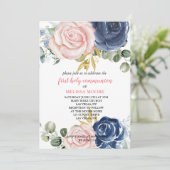 第1聖餐式フローラネイビーブルーピンク 招待状 (スタンド正面)