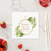 第1聖餐式フローラリリー金ゴールド十字架 スタンダードカクテルナプキン (インサイチュ)