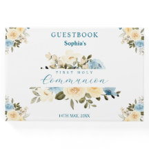 第1聖餐式ブルーアイボリー花緑