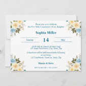 第1聖餐式ブルーアイボリー花緑 招待状 (裏面)