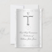 第1聖餐式ホワイトシルバーニュートラル女子/少年 招待状 (正面)