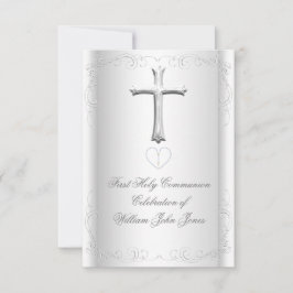 第1聖餐式ホワイトシルバーニュートラル女子/少年 招待状