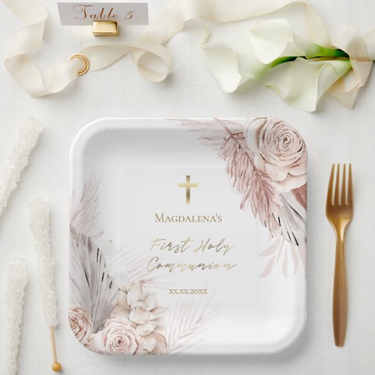 第1聖餐式ボホの花 ペーパープレート (ウェディング)
