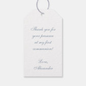 第1聖餐式ボーイダスティブルーシルバーアーフェイクチ ギフトタグ (裏面)