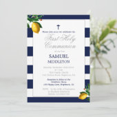 第1聖餐式ボーイ海軍レモンズシルバー宗教 招待状 (スタンド正面)