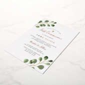 第1聖餐式ユーカリエレガントバラ金ゴールド 箔招待状 (回転した状態)