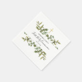 第1聖餐式金ゴールド十字架緑 スタンダードカクテルナプキン (角)