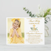 第1聖餐式金ゴールド水彩黄色フローラ 招待状 (スタンド正面)