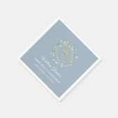 第1聖餐式金ゴールド緑ほこりっぽい青 スタンダードカクテルナプキン (角)