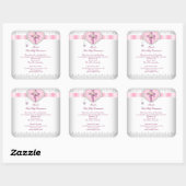 第1聖餐式1回十字女の子ホワイトピンク スクエアシール (シート)