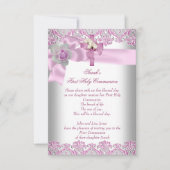 第1聖餐式1回十字女の子ホワイトピンク 招待状 (正面)