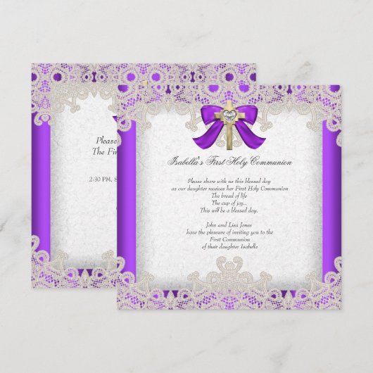 第1聖餐式1女十字紫 招待状 (正面/裏面)