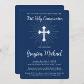 第1聖餐式（ソンネイビーブルークロス） 招待状 (正面/裏面)