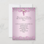 第1聖餐式First Holy Communion第1回十字女の子ピンクかわいらし色 招待状 (裏面)