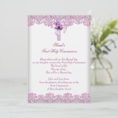 第1聖餐式First Holy Communion第1回十字女の子ピンク薄紫 招待状 (スタンド正面)