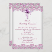 第1聖餐式First Holy Communion第1回十字女の子ピンク薄紫 招待状 (正面/裏面)