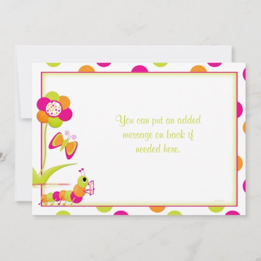 第1蝶を持つ誕生日のパーティの招待状 招待状 (裏面)