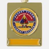 第1装甲師団デザートストーム退役軍人 ゴールドプレートバナーオーナメント (正面)