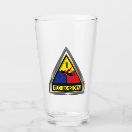 第1装甲師団「Old Ironsides」額縁パッチ タンブラーグラス (正面)