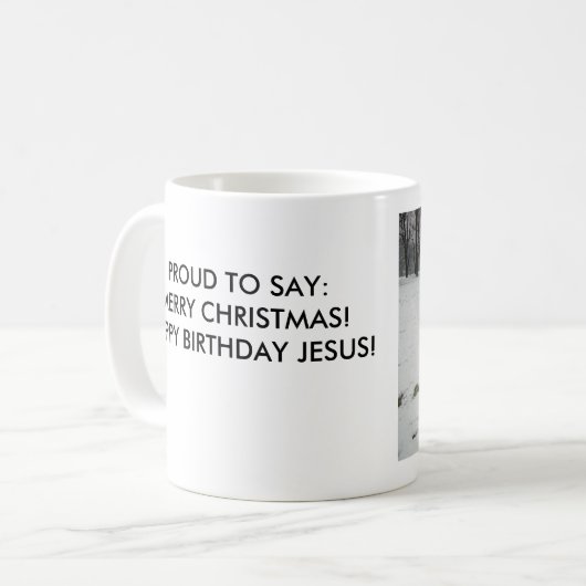 第1言うこと誇りを持ったな雪だるま: メリークリスマス! 幸せ… コーヒーマグカップ (正面左)
