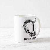 第1記念日マグ一緒の1年のハートのギフトの コーヒーマグカップ (正面右)