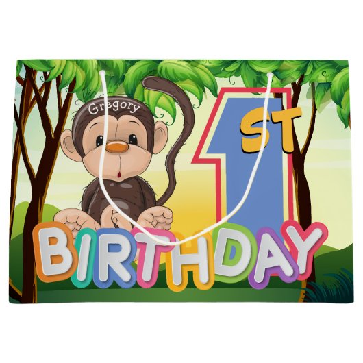 第1誕生会のカスタムをまねて下さい ラージペーパーバッグ (正面)