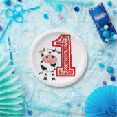 第1誕生会のプレート-牛または農場のテーマ ペーパープレート (パーティー)