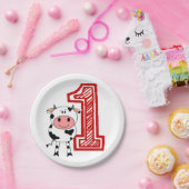 第1誕生会のプレート-牛または農場のテーマ ペーパープレート (パーティー)