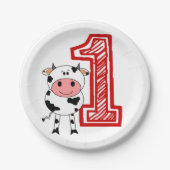 第1誕生会のプレート-牛または農場のテーマ ペーパープレート (正面)