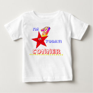 第1誕生会のワイシャツの赤の星 ベビーTシャツ