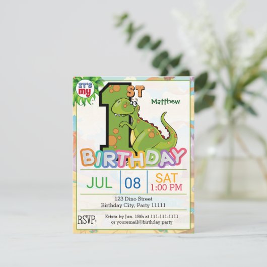 第1誕生会の恐竜の招待状 招待状 (スタンド正面)