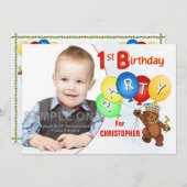 第1誕生会の王室のなテディー・ベア 招待状 (正面/裏面)