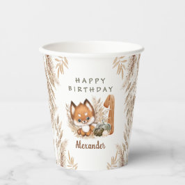 第1誕生日かわいいキツネ秋ボーイ紙カップ 紙コップ