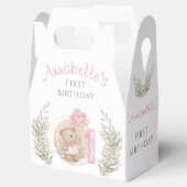 第1誕生日かわいいテディベアハートバルーンピンク フェイバーボックス (オープン)