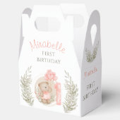 第1誕生日かわいいテディベアハートバルーン フェイバーボックス (オープン)