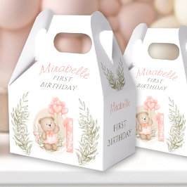 第1誕生日かわいいテディベアハートバルーン フェイバーボックス