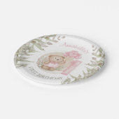 第1誕生日かわいいテディベアハートバルーン ペーパープレート (アングル)