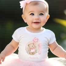 第1誕生日かわいいテディベア&ハートバルーン