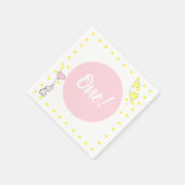 第1誕生日かわいい象とハートバルーン スタンダードカクテルナプキン (角)