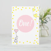 第1誕生日かわいい象とハートバルーン 招待状 (スタンド正面)