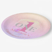 第1誕生日かわいらしピエレガントンク名前をカスタムする1st ペーパープレート (アングル)