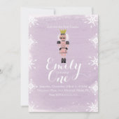 第1誕生日くるみ割り雪片の水色 招待状 (正面)