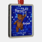 第1誕生日のテディー・ベアの記念品 メタルオーナメント (右)