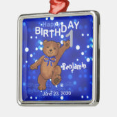 第1誕生日のテディー・ベアの記念品 メタルオーナメント (左)