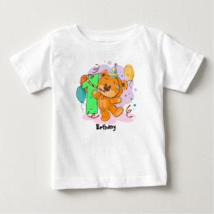 第1誕生日のテディー・ベア ベビーTシャツ